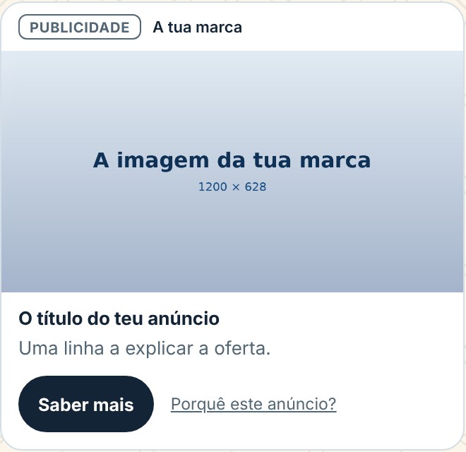 O cartão de publicidade nas respostas da Maré